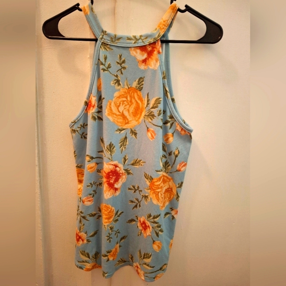 Baby Blue Floral Halter Top